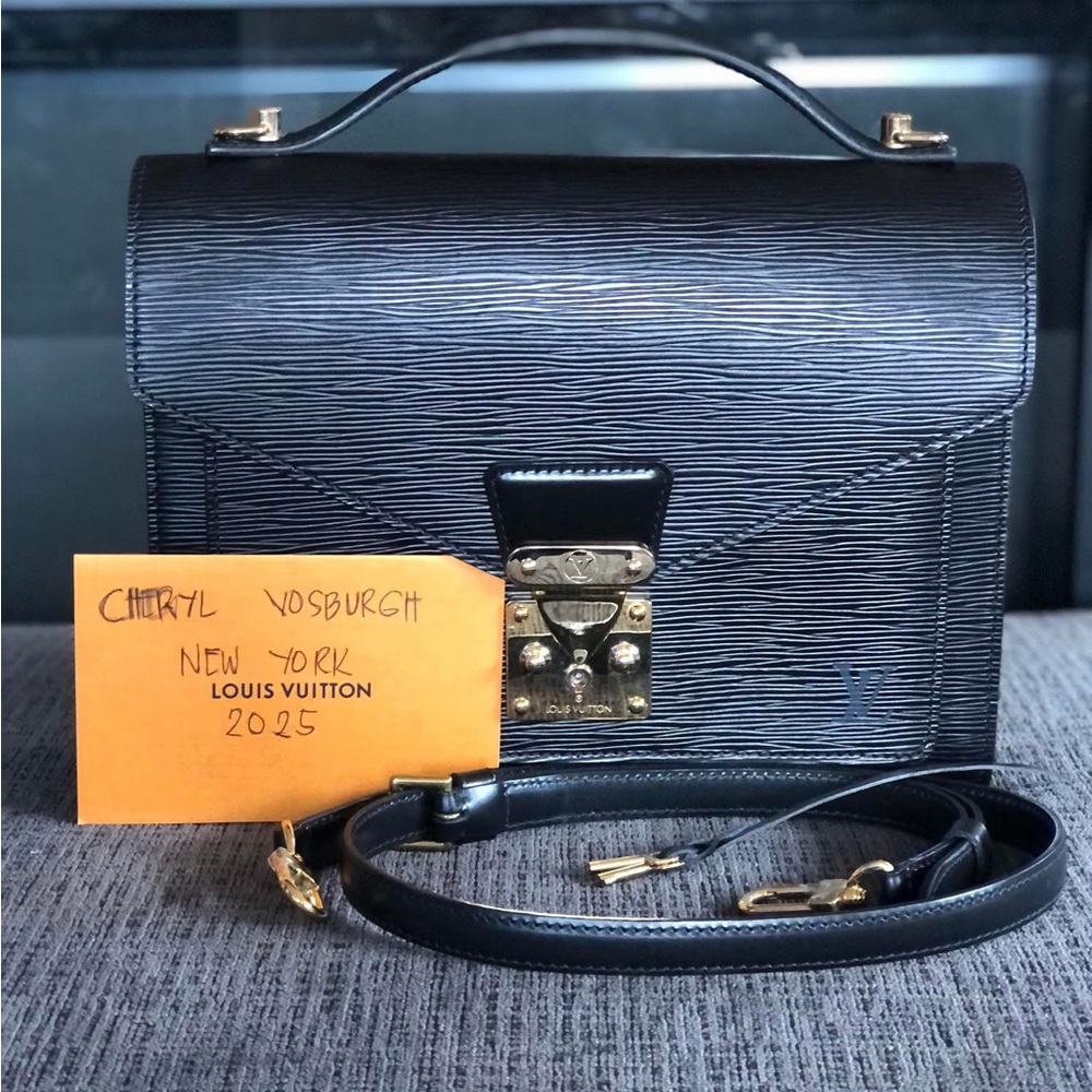 Black Epi Leather Monceau 28 Bag.